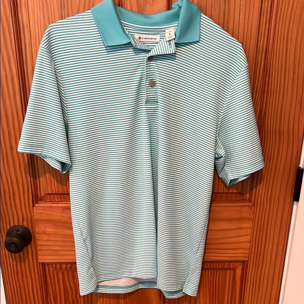 Cubavera Aqua Striped Polo Shirt